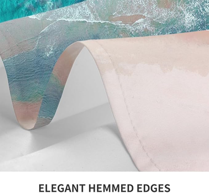 Decorative Rectangle Table Cloths Coastal Beach Summer Ocean Sea Green Water Tablecloth Table Cover for Dining/BBQ/Picnic/Coffee Table 52 X 70 Inches
