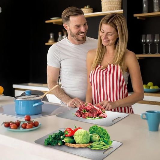 Titanium Cutting Board - Dishwasher Safe, Double Sided Non-Slip Titanium Cutting Boards for Kitchen, Durable & Easy to Clean & Odor Resistant, For Kitchen, Camping, BBQ (Large)