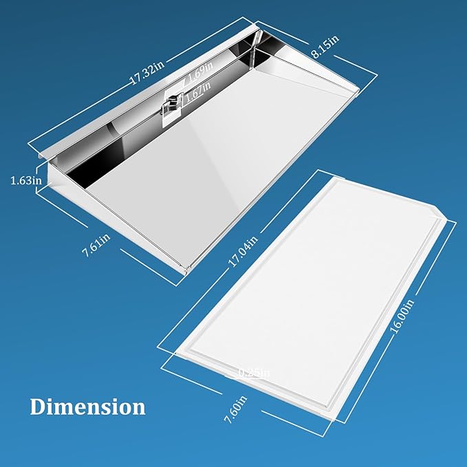 Marine Rectangular Grill Serving Shelf with Removable Cutting Board, for Rectangular Grills with a 9" x 18" Grilling Surface or Larger, Quick Attachment &Removal, Marine Grade Stainless Steel