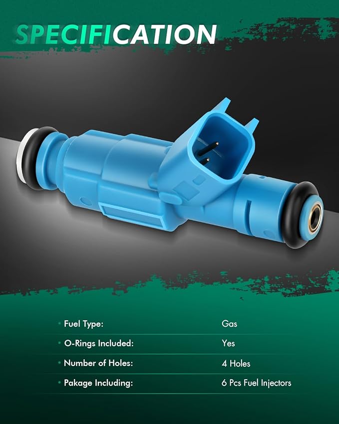 SCITOO 6Pcs 4 Holes Fuel Injectors fit for Dodge for Ram 1500 for 2002 2003, for Jeep for Liberty for 2002 2003, 0280155972