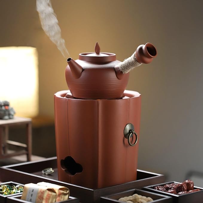 Red Clay Charcoal Stove Tea Set, Kung Fu Tea Stove, Outdoor Heating Stove, Clay Grilling Stove, Pottery Stove For Outdoor Cooking Picnic