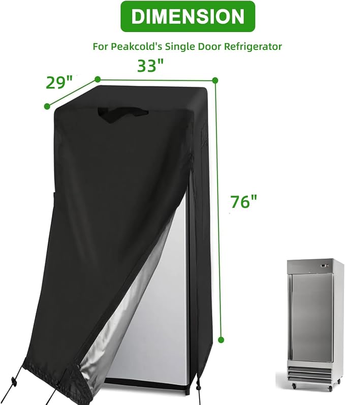 33W Large Refrigerator Cover for Most Single Door Display Beverage Fridge | 33x29x76,Waterproof Dustproof Heavy Duty Oxford Fabric,for Single Door Display Freezer Fridge Combo with Cabinet