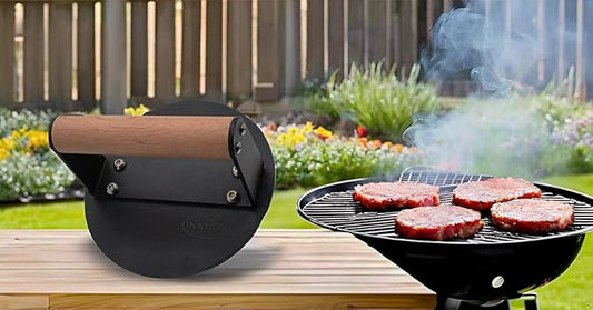 Kitchen Tools Smash Burger Press Suit, 3 in 1 Hamburger Patty Storage Container,Burger Press and Sauce Brushes (Black Round)