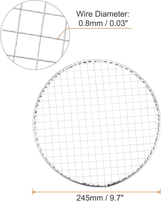 HARFINGTON 5pcs Round BBQ Grill Net 9.7" Dia Galvanized Iron Barbecue Mesh Mat for Baking Smoking Charcoal Grilling Roasting
