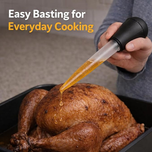 2 Pack Turkey Baster Injector BPA Free Food Grade Basting Tool with Detachable Bulb for Roasting Turkey Chicken BBQ Juices