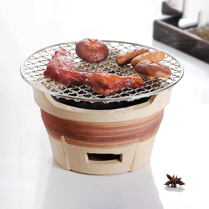 1set Grill Indoor Hibachi Grill Indoor Charcoal Gas Outdoor Barbecue Stove Outdoor Cooking Accessories Old Clay Stove Small Clay Portable