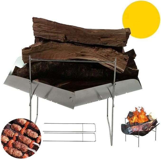Portable Charcoal Grill, Mini Stainless Steel BBQ Grill for Camping, Foldable Outdoor Barbecue Grill with Carry Bag for Camping BBQ, Backpacking, Tailgating, Picnic,A-1