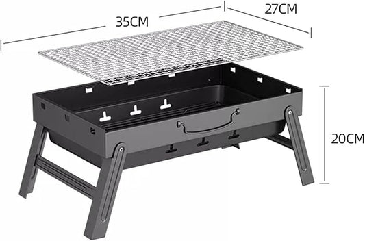BBQ Barbecue Grill, Portable BBQ Folding Charcoal Barbecue Grill, with Baking Net, for Outdoor Backyard Cooking Camping Hiking, Picnics Trip,35x27x20cm