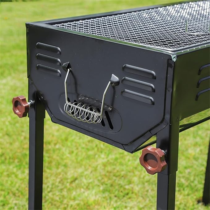 Portable Charcoal Grill for Camping BBQ, Thickened Outdoor Barbecue Grill with Edge Treatment, Home Use BBQ Grill for Easy Cleaning,66.5 * 30.5 * 70Cm-D