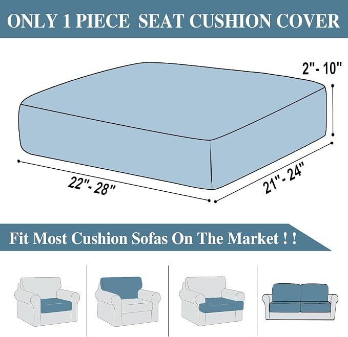 LA MEACK Couch Cushion Cover Seat Cushion Cover Stretch Armchair Cover Separate Sectional Sofa Slipcovers Furniture Protector(1 Piece for Seat or Sofa Backrest, Blue)