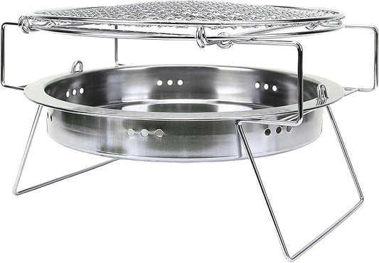 Charcoal Grill, Stainless Steel Portable Compact Design for Camping Picnic Outdoor BBQ Cooking
