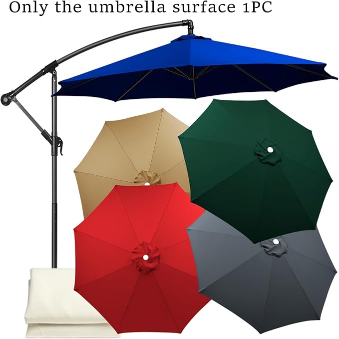 10ft/9ft/7.5ft Patio Umbrella Replacement Canopy for 6/8 Ribs, Outdoor Market Patio Table Umbrella Top Canopy Cover for Backyard Garden Courtyard Swimming Pool
