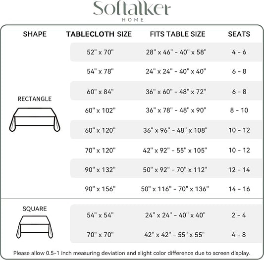 Softalker Rectangle Tablecloth, Waterproof Table Cloths Wrinkle Free Fabric Washable Polyester Table Cover for Dining Tables Party Outdoor Camping Parties Buffet - 52 x 70 inch, Orange