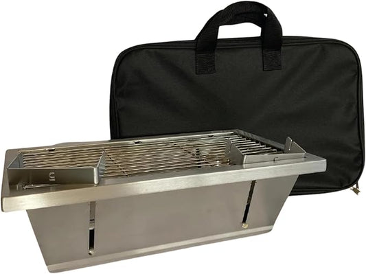 Portable Stainless Steel Grill with Carrying Case, Foldable, 17.32 in (44 cm) by 9.84 in (25 cm)
