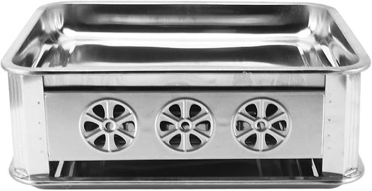 Fish Charcoal Alcohol Stove Stainless Steel Rectangular Grill for Commercial Use 2.2‑4.4lb Fish Pan for Home (Ventilated Natural Color)