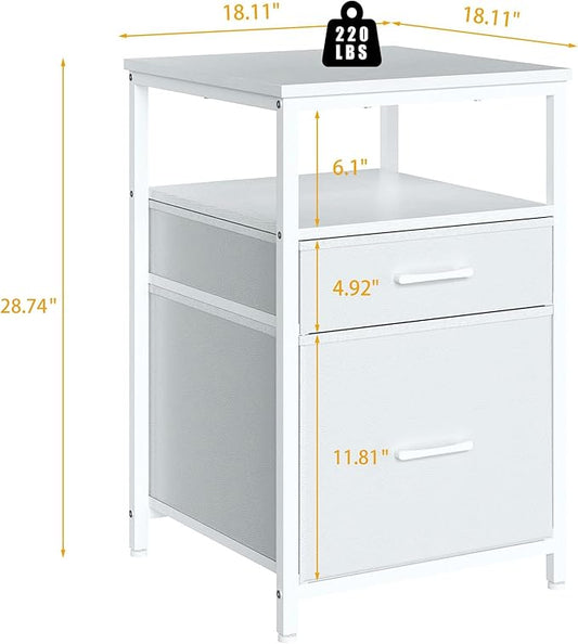 Herture Mini Fridge Stand with 3 Storage, Mini Fridge Cabinet, Beverage Fridge Table, Heavy Duty 18.11" L* 18.11" W Tabletop, for Dorm, Apartment,Office, Bedroom Black HB03BXW