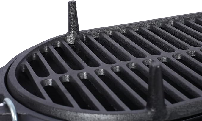 Oval Cast Iron Grill Outdoor, Portable Charcoal Grill and Tabletop Cast Iron Skillet - 100% Cast Iron, Durable, Small Charcoal Grill, Camping Stove, Hibachi Grill (19.6"L×10.6"W×8.2"H)