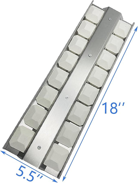 032370 Ceramic Briquette Tray 4 Heat Plates, Burner Cover with briquettes Replacement for Viking VGBQ33603RESS, VGBQ53024, VGBQ53624, VGBQ54224 Gas Grill 18" X 5-1/2"