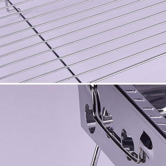 Stainless Steel BBQ Grill Charcoal Stove Portable Folding Barbecue Rack Outdoor Cooking Tool