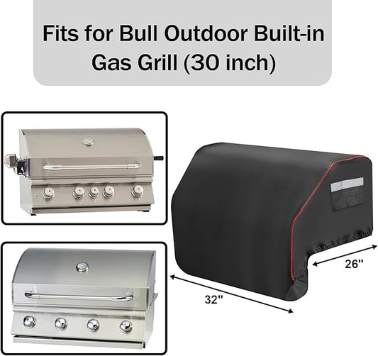 32 Inch Built-in Grill Cover for Bull 45005 Built in Gas Grill, Grill Cover for Outdoor Grill, Bull Outdoor Kitchen & Grill Head Cover, Waterproof Heavy Duty BBQ Grill Cover Cover with Handle