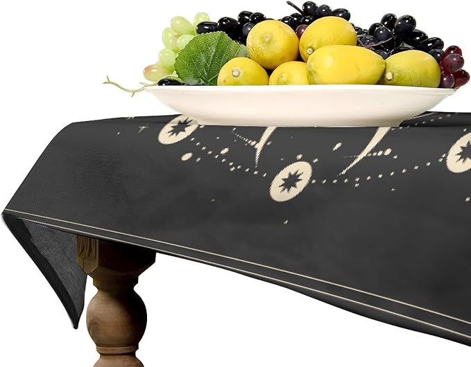 Vintage Moon Sun Tablecloth Moon Phase Star Galaxy Zodiac Signs Moonlight Table Cloth Water Resistant Wipeable Table Cover for Farmhouse Picnic Party Holiday Kitchen Dinner Table 60"x110"