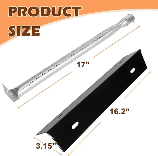 7-Pack Porcelain Steel Heat Plate and Stainless Steel Burner Kit for Napoleon Rogue Series and Prestige 500 Propane Grills, Grill Replacement Part for Napoleon P500RSIBPSS-3 and P500RSIBPK-3 Gas Grill