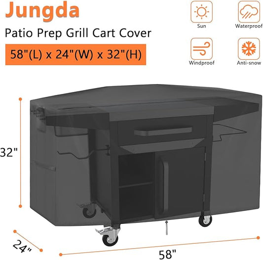 Outdoor Prep Table Cover for Blackstone ProSeries 28" Prep Grill Cart, Waterproof Outdoor Pizza Oven Cart Cover, Patio BBQ Grill Stand Covers - 58 X 24 X 32 Inch