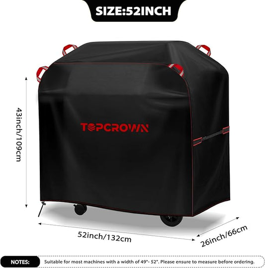 TOPCROWN Grill Cover for Outdoor Grill, BBQ Gas Grill Waterproof Anti-UV Oxford Fabric Windproof Design with Adjustable Straps, Fits Weber/Char-Broil/Nexgrill and More (420D Black+Red, 49" - 52")