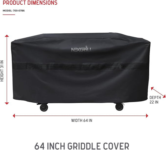 Nexgrill 64 Inch Griddle Cover, Heavy Duty Water Resistant Flat Top Grill Cover with Adjustable Strap and Air Vent, All-Season Outdoor Barbecue Griddle Protection - 700-0786
