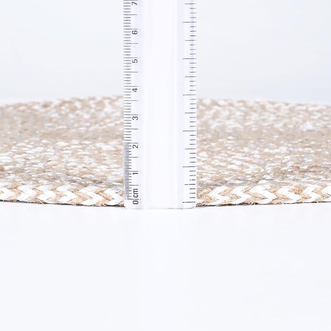 Hausattire Jute Braided Placemats 14 Inches Round Set of 4 Reversible Handwoven Boho Vintage Easter Placemats for Kitchen Dining Tables|BBQ's Farmhouse Decor Indoor & Outdoor Parties |Off-White