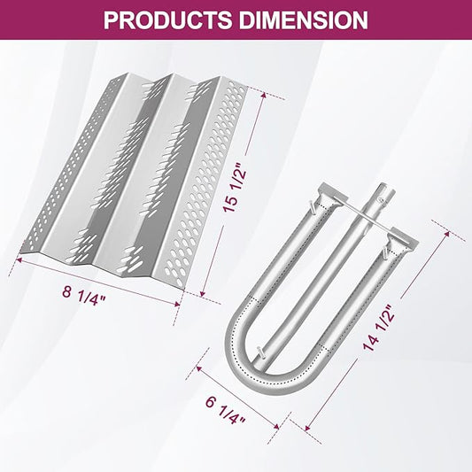 90351 (3-Pack) 12461 (3-Pack) 16GA Stainless Steel Heat Plate Burner and Electrode Replacement for American Outdoor Grill 30NB, 30PC