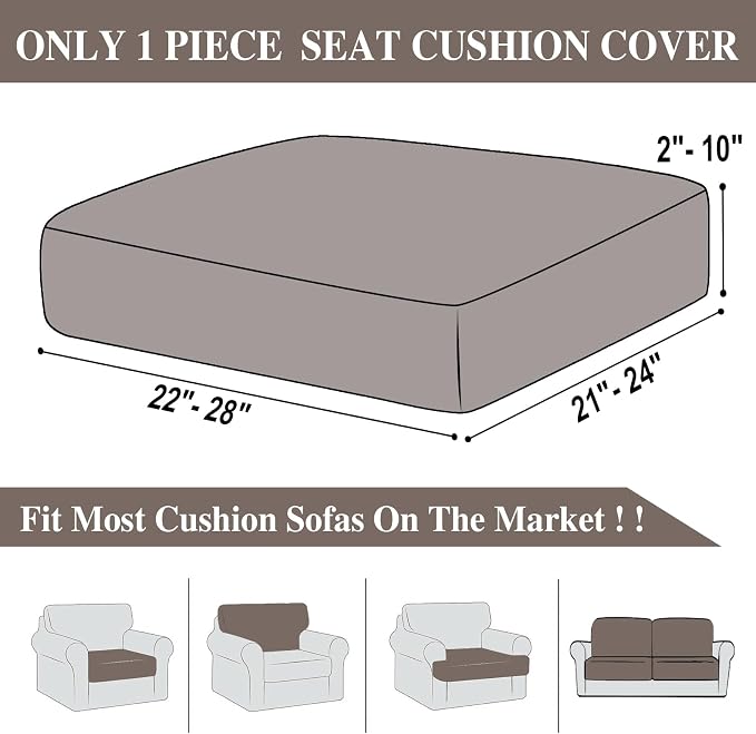 LA MEACK Couch Cushion Cover Seat Cushion Cover Stretch Armchair Cover Separate Sectional Sofa Slipcovers Furniture Protector(1 Piece for Seat or Sofa Backrest, Taupe)
