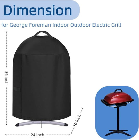 Mini Tabletop Gas Grill Cover for George Foreman Outdoor Electric Griddle | 24x10x36,Waterproof Dustproof Heavy Duty Oxford Fabric,for George Foreman 12 Serving Electric Grill with Stand GFO201R