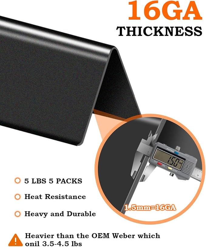 21.5 Inch Flavorizer Bars for Weber Spirit Grill Parts Spirit 200 220 500 S210 E210 Grill Parts with Side Control, Genesis Silver A Grill Parts Flavor Bars for Weber 7534 7535 65902, 5 Pcs