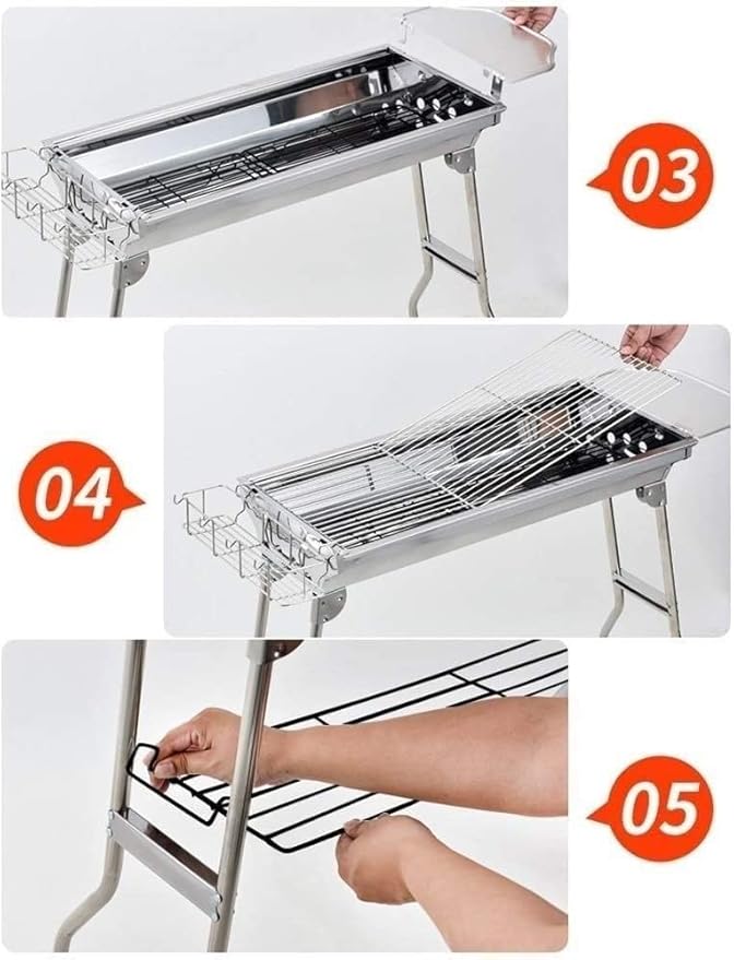 Barbecue Charcoal Grill Barbecue Charcoal Grill Stainless Steel Folding Portable BBQ Tool Kits For Outdoor Cooking Camping Picnics Portable Charcoal Grill