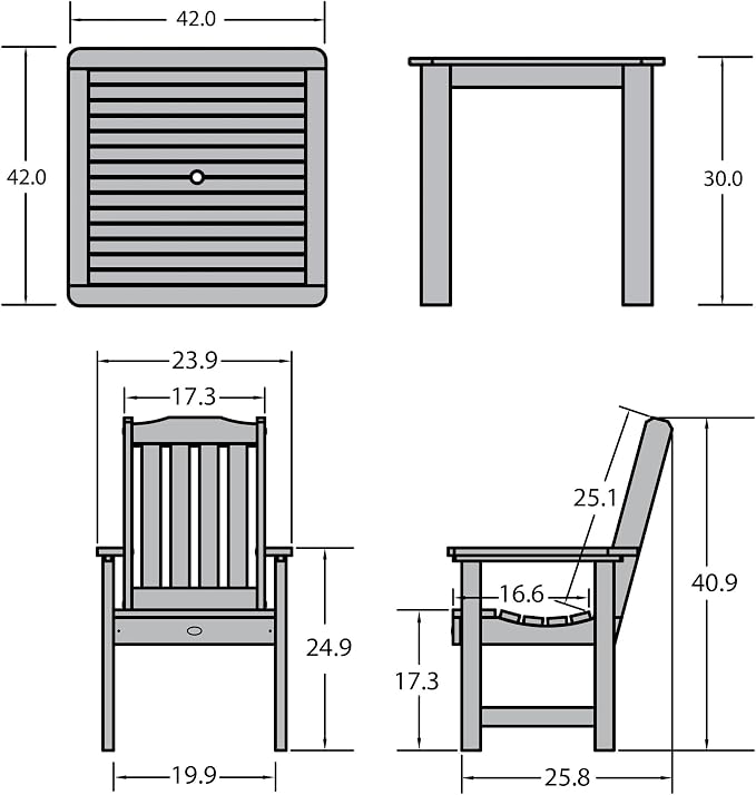 highwood Lehigh 5-Piece Square Dining Set, Eucalyptus