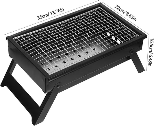 MERRYHAPY Portable Charcoal Grill Compact Stainless Steel Design for Outdoor Barbecues Camping and Picnics Features Pullout Charcoal Container for Gatherings People