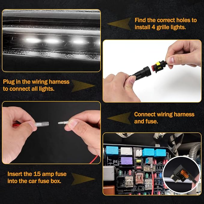 White Grille Lights for 4Runner TRD Pro 2014-2023, Smoked Shell LED Grill Light for 4Runner TRD Off-Road, Limited, SR5 2014-2019 with Fuse