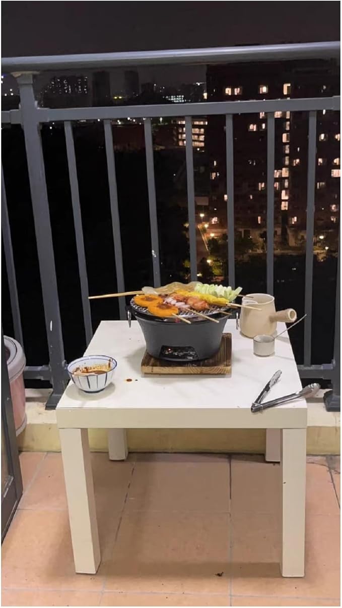Cast iron charcoal grill,cast iron portable grill,Small Portable Charcoal Grill for Outdoor Tabletop Camping, BBQ Grill Grate Surface 11in, Perfect for 3-4 People
