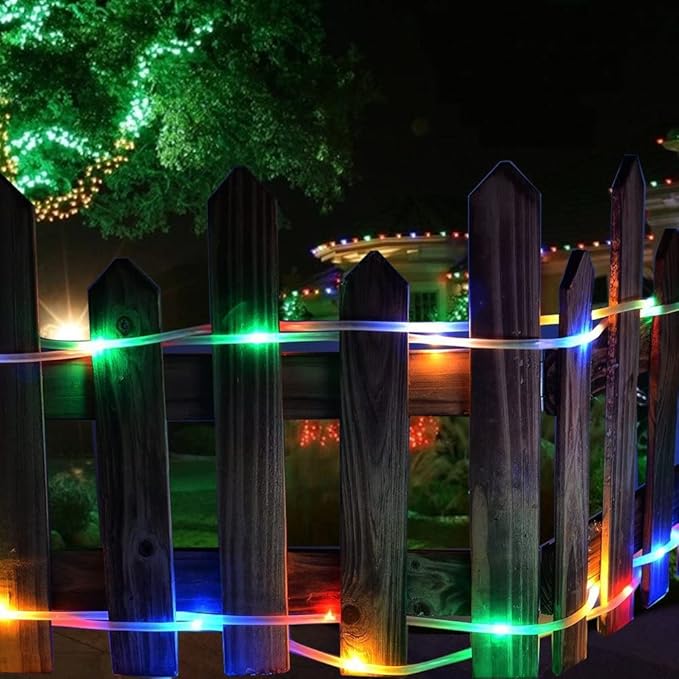 Honche Solar Rope Light 33FT 100L IP65 Weatherproof Outdoor LED Copper Fairy String Tube Lights for Party Garden Porch Yard Home Wedding Vacation Daily Holiday Decoration Lighting(Multi Color)