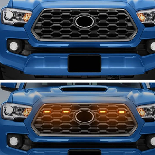4Pcs Front Grille Lights Compatible with Tacoma 2020 2021 2022 2023 TRD Off-Road and Sport OEM Grille, 6 LED Beads Brighter Grille Light (Amber)