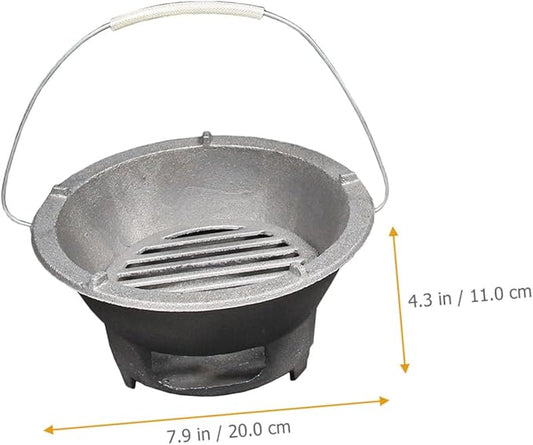Wear-resistant Iron Bbq Stove Portable Grilling Heating for Outdoor Cooking Charcoal Grill for Camping Bbq Supplies Random Handle Color