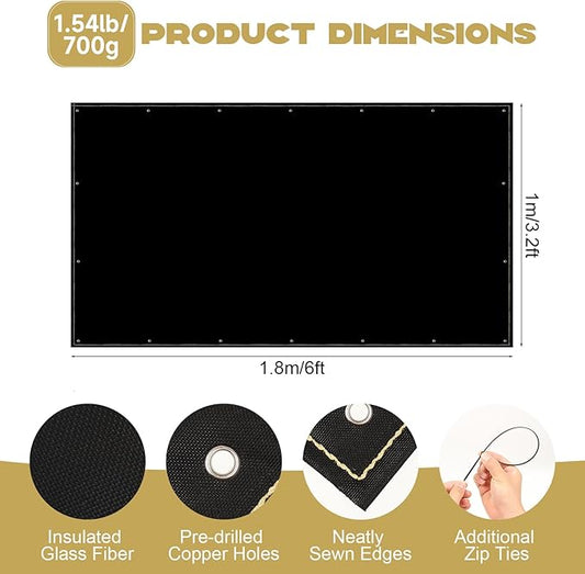 Heat Shield Behind Grill 3.2'x6' Heat Shield Mat for Wall, Heavy Duty Grill Fireproof Cover and Screen Protector Thermal Barrier Pad with Hanging Holes for Outdoor Deck Fence, Black (3.2X6FT)