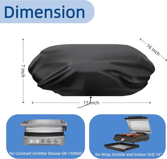Mini Tabletop Gas Grill Cover for Cuisinart Deluxe GR-150NAS for Ninja 14" | 15x16x7,Waterproof Dustproof Heavy Duty Oxford Fabric,for Ninja 14" GR101 for Cuisinart GR-150NAS Deluxe Electric Grill