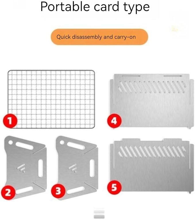 WINB Portable Folding BBQ Grill with Carry Bag for 1-2 People - Mini Charcoal Grill for Camping, Compact Stainless Steel Fire Pit, Outdoor Grill for Backyard, Hiking & Picnic (8.2X5.5 IN)