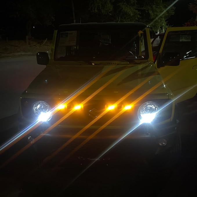 Front Grille Light White/Amber Center Grille Lights Decorative Lights Compatible with Suzuki Jimny JB64 JB74 2019 2020 2021 2022 2023