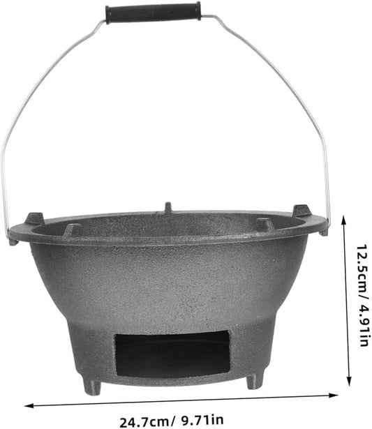 Happyyami Portable Charcoal Grill Stove Multifunctional Tabletop Bbq Grill for Camping and Outdoor Cooking Cast Iron Charcoal Chimney for Versatile Grilling and Heating