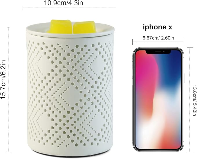 PALANCHY Wax Melt Warmer Ceramic Oil Burner Electric Candle Wax Warmer Burner Melter Fragrance Warmer for Home Office 2 Bulbs Included Gift Box Packaged (Ceramic Diamond) | Ceramic Build Wax Melter With 2 Bulbs 25W & Removable Dish. Oil Warmer Wax Burn...