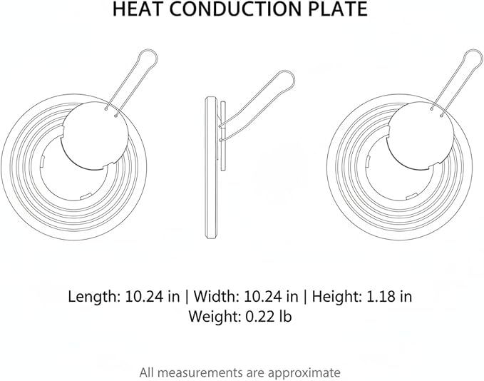 Heat Conduction Plate for Gas Stove, Aluminum Alloy Diffuser for Even Heat Distribution, 10.2 Inch Square Cookware Accessory (1 PC)