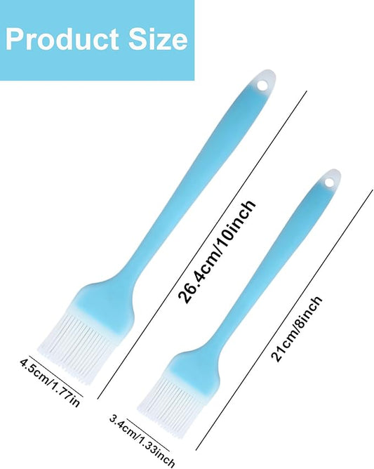 Pastry Brush Silicone Basting Brush for Cooking,2PCS 10+8 in Heat Resistant Food Brushes for Baking, Grilling, Cooking and Spreading Oil, Butter, BBQ Sauce, or Marinade (Blue)